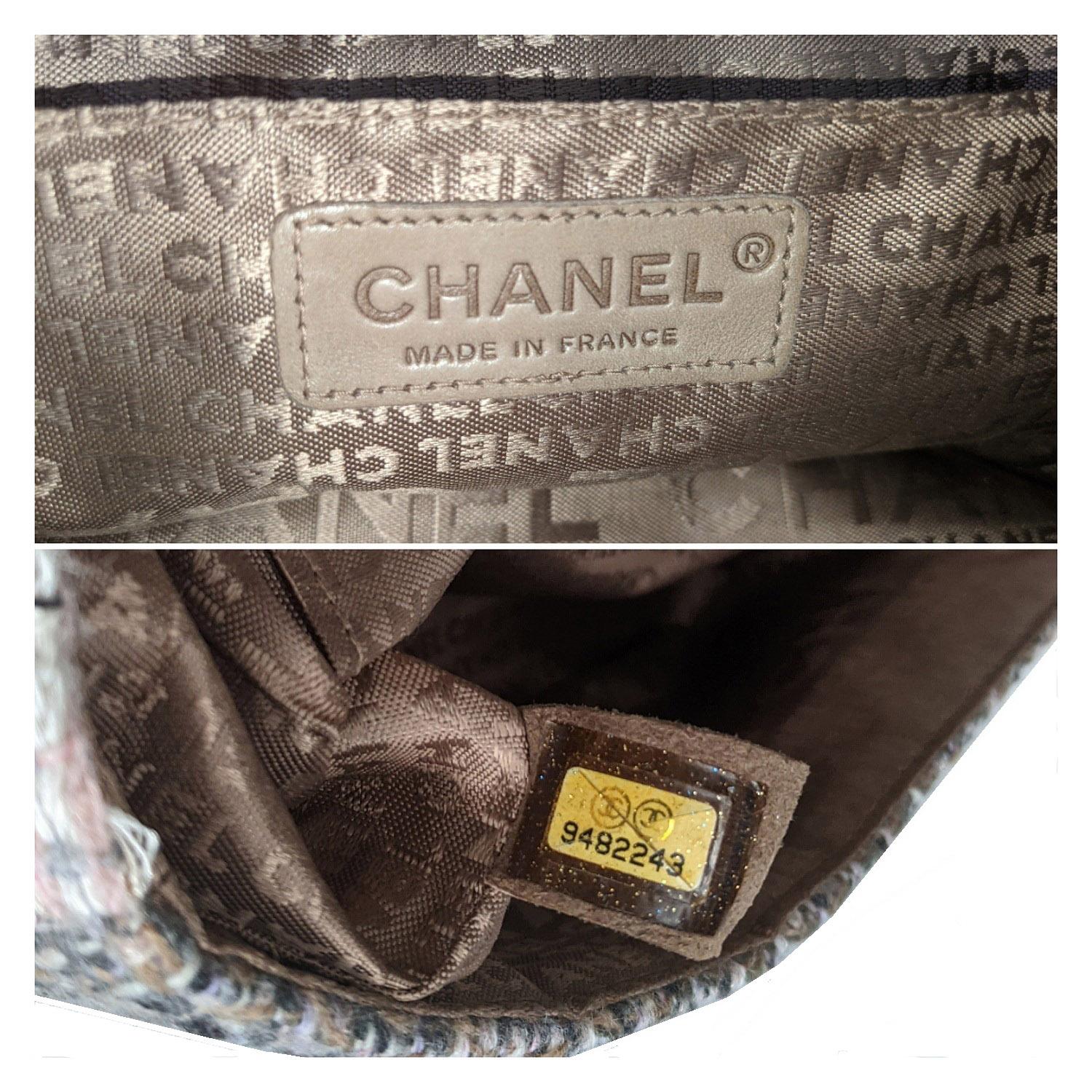 Chanel Beige/Brown Tweed Medium Flap Bag 5