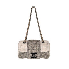 Chanel Beige/Brown Tweed Medium Flap Bag