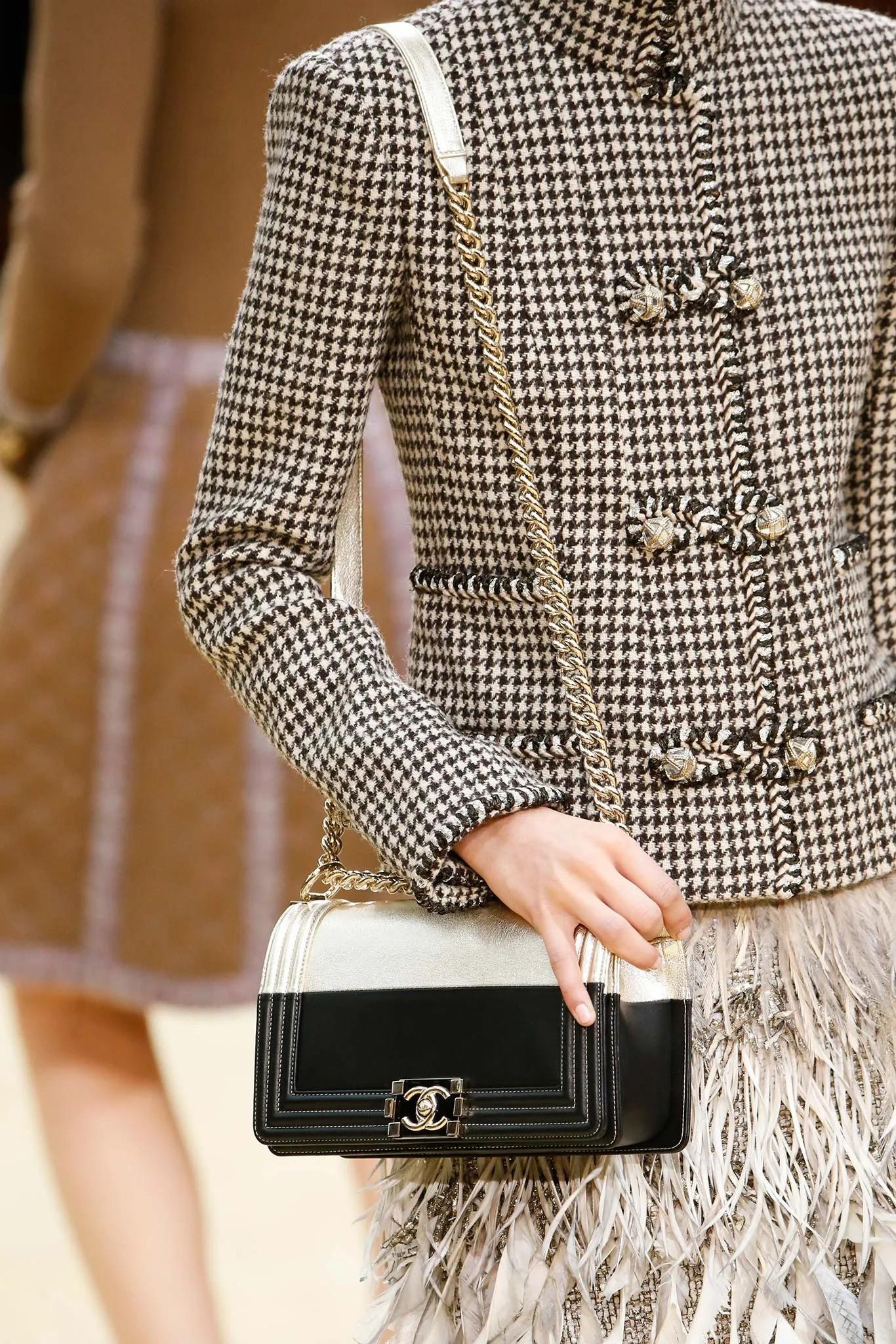 CHANEL beige & brown wool 15K HOUNDSTOOTH TWEED Jacket 38 S 4