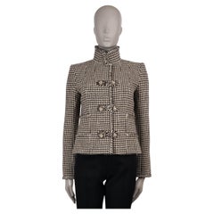 CHANEL beige & brown wool 15K HOUNDSTOOTH TWEED Jacket 38 S