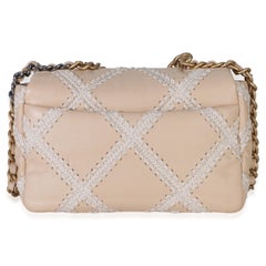 Chanel Beige Calfskin Crochet Medium Chanel 19 Flap Bag
