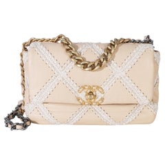 Chanel Beige Calfskin Crochet Medium Chanel 19 Flap Bag