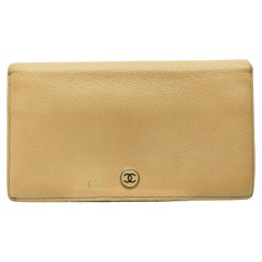 Chanel Beige Calfskin Leather CC Button Line Long Flap Wallet 863021