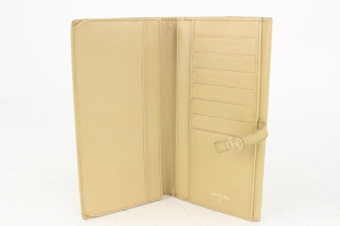 Chanel Beige Calfskin Leather CC Button Line Long Wallet 1013cc17 In Good Condition In Dix hills, NY