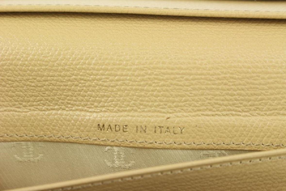 Women's Chanel Beige Calfskin Leather CC Button Line Long Wallet 1013cc17