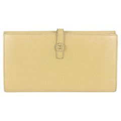 Chanel Beige Calfskin Leather CC Button Line Long Wallet 1013cc17