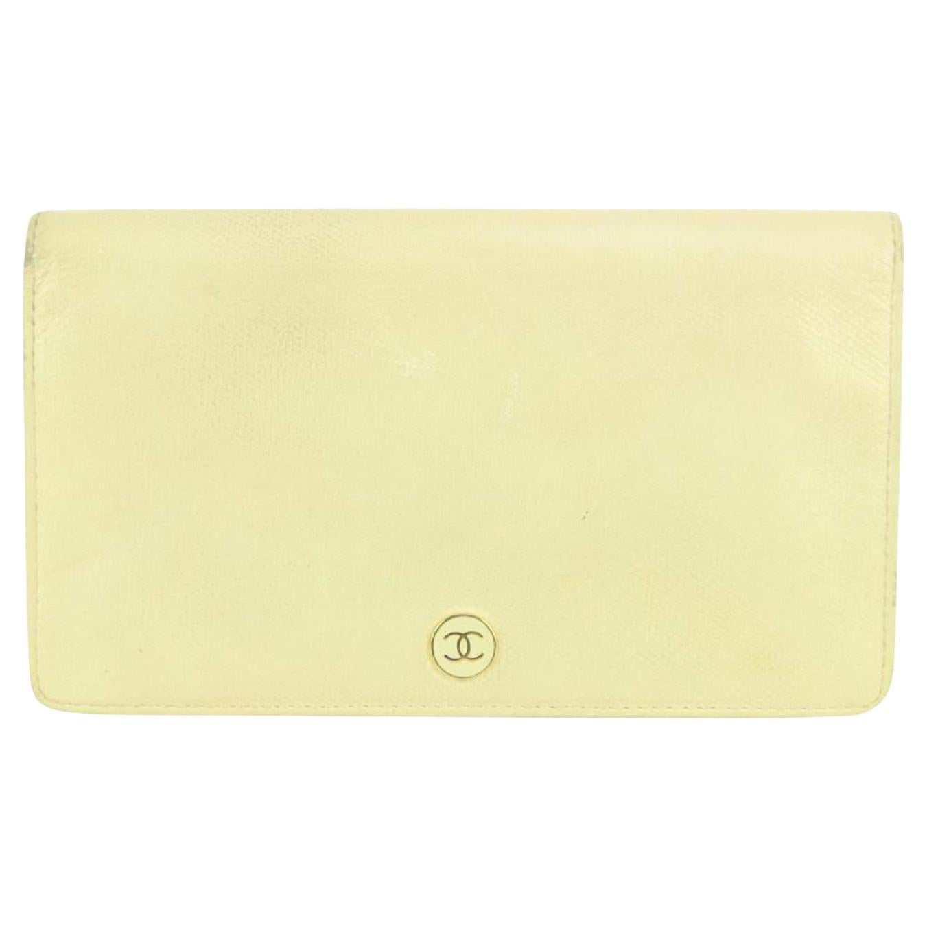 Chanel Beige Calfskin Leather CC Logo Button Line Long Wallet 7CC929 at  1stDibs