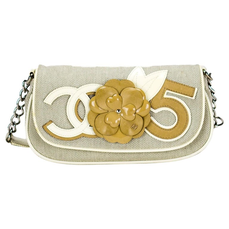 Chanel Beige Camelia Small Flap Bag For Sale at 1stDibs