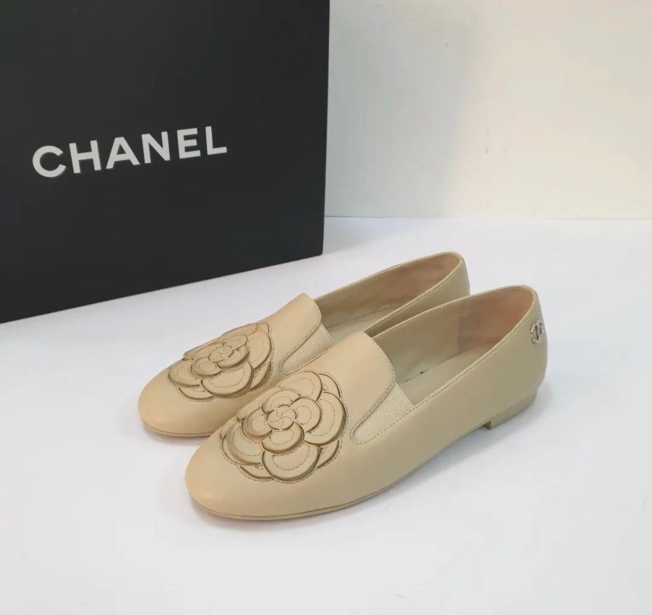 Chanel Beige Camellia Loafers Ballet Flats 1