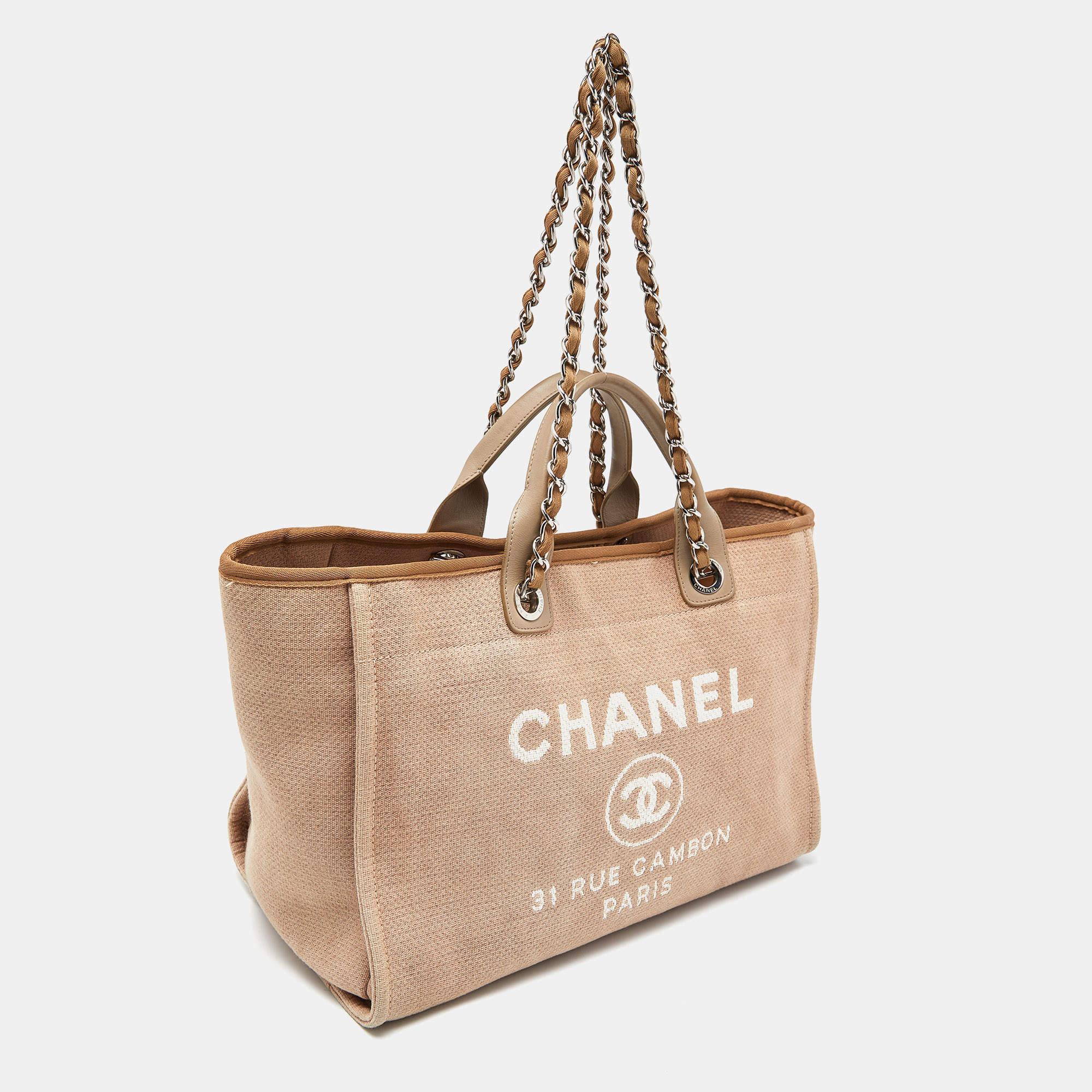 Women's Chanel Beige Canvas and Leather Large Deauville Shopper Tote