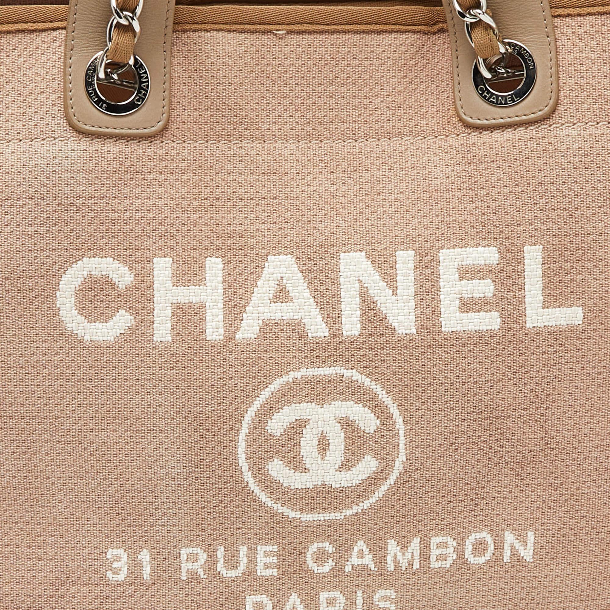 Chanel Beige Canvas and Leather Large Deauville Shopper Tote 5