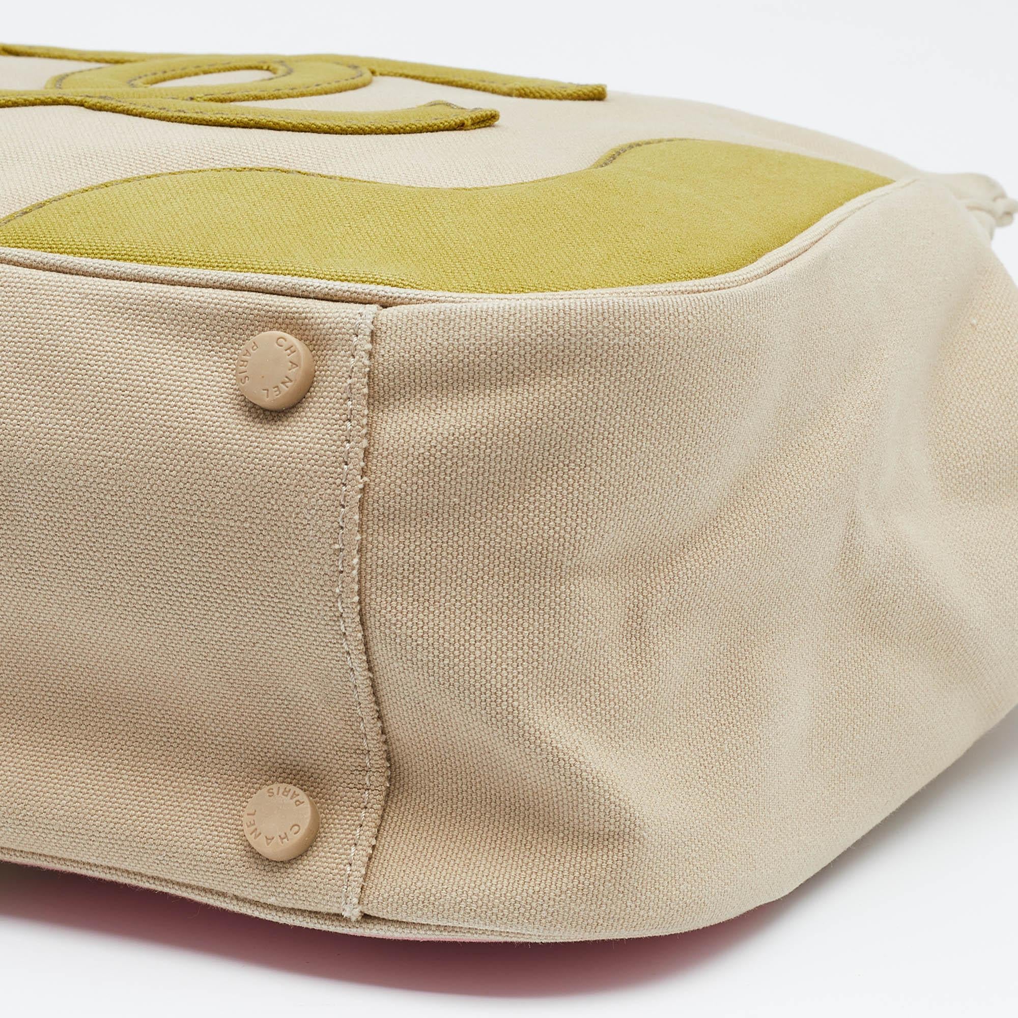 Chanel Beige Canvas CC Tote 2