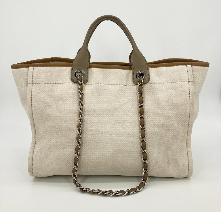 What Goes Around Comes Around Chanel Beige Canvas Deauville Small Tote
