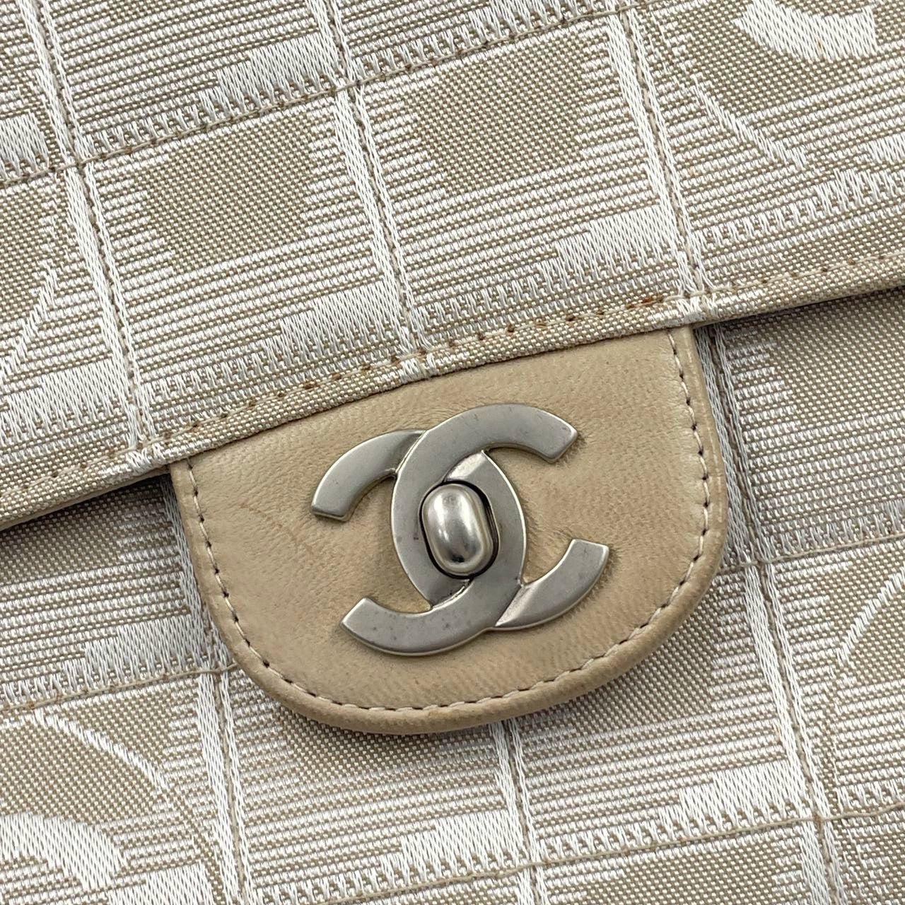 Chanel Beige Canvas Ice Cube Classic Flap 2000-2002 Shoulder Bag 9
