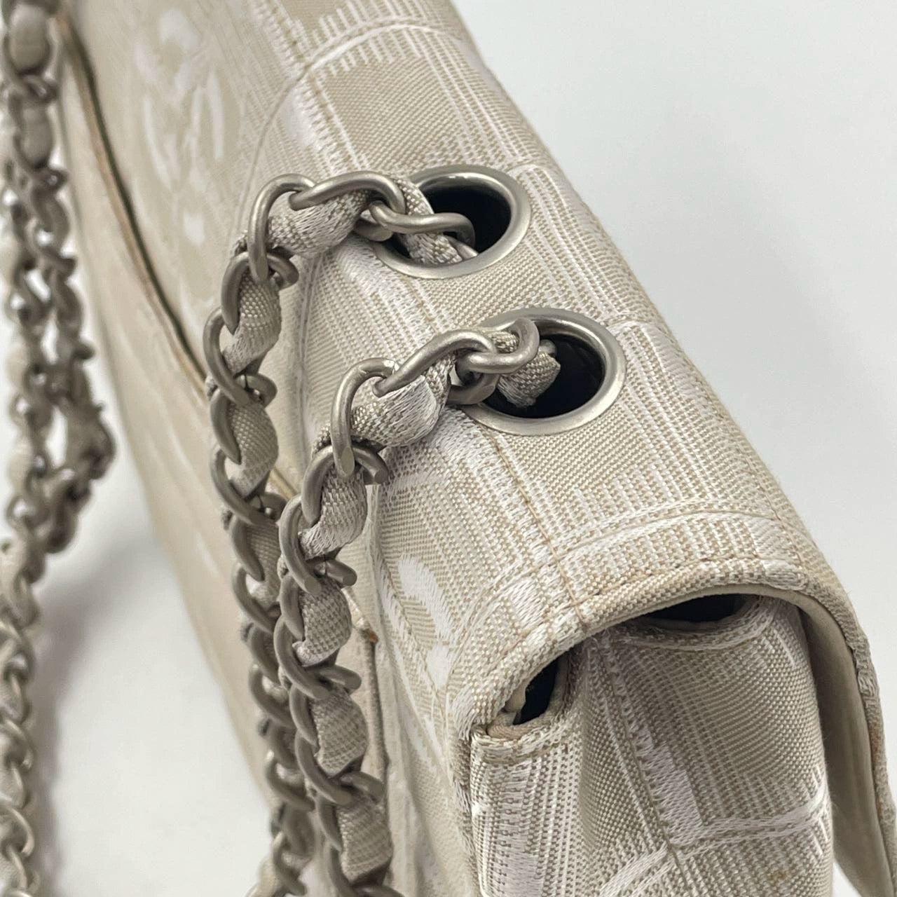 Chanel Beige Canvas Ice Cube Classic Flap 2000-2002 Shoulder Bag 14
