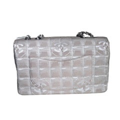 Chanel Beige Canvas Ice Cube Classic Flap 2000-2002 Shoulder Bag