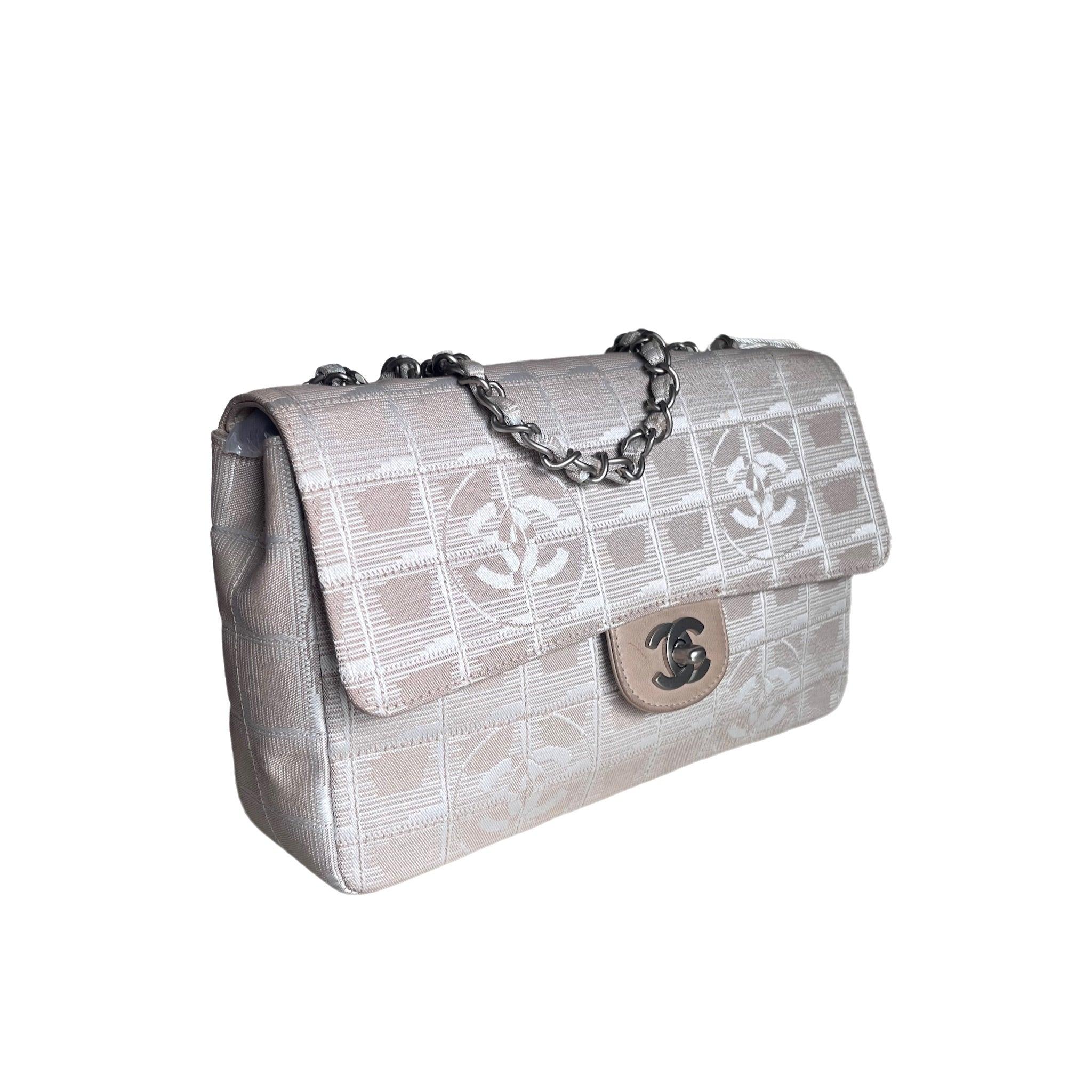 Chanel Beige Canvas Ice Cube Classic Flap 2000-2002 Shoulder Bag 1