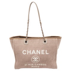 Used Chanel Beige Canvas Medium Deauville Tote