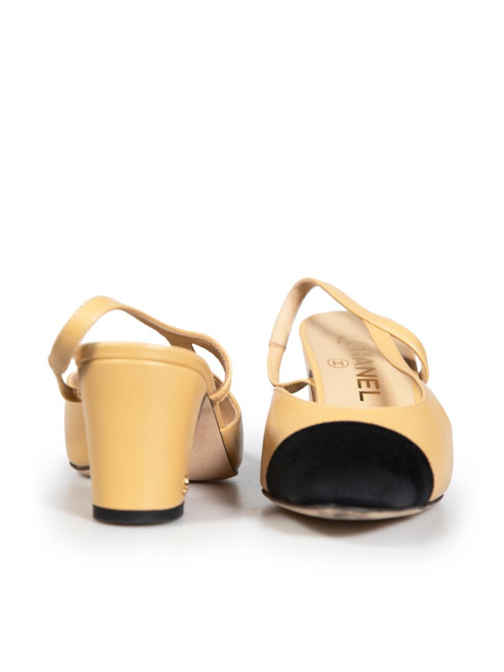Chanel Beige Cap Toe CC Slingback Heels Size IT 36.5 In Good Condition In London, GB