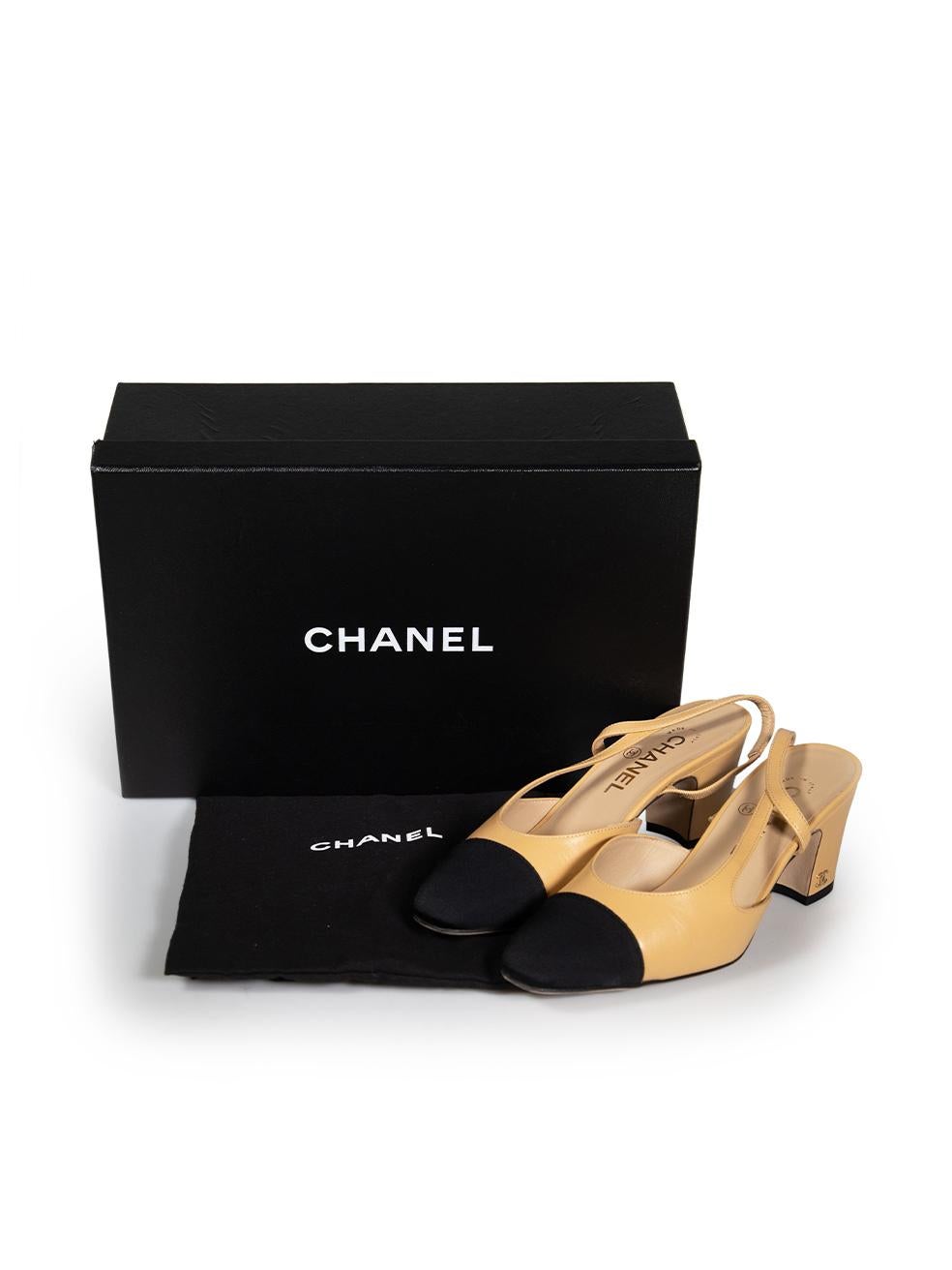 Chanel Beige Cap Toe CC Slingback Heels Size IT 36.5 4
