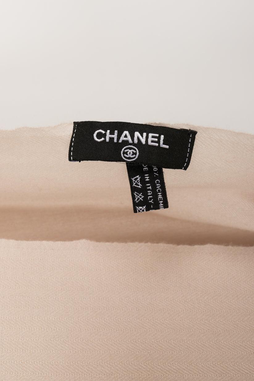 Chanel Beige Cashmere Large Stole For Sale 3
