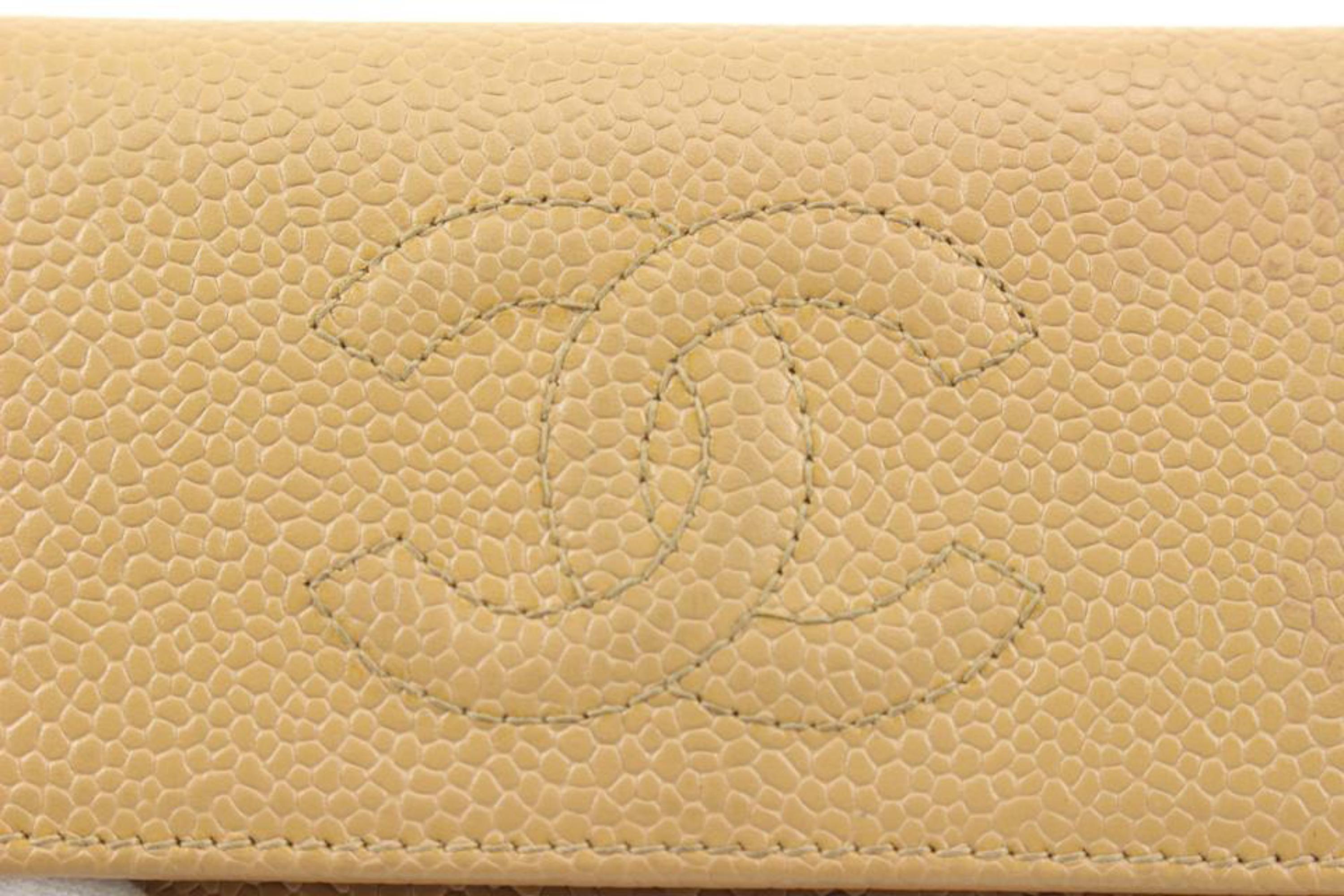 Chanel Beige Kaviar CC Logo Trifold kompakte Brieftasche 43ck224s im Angebot 7