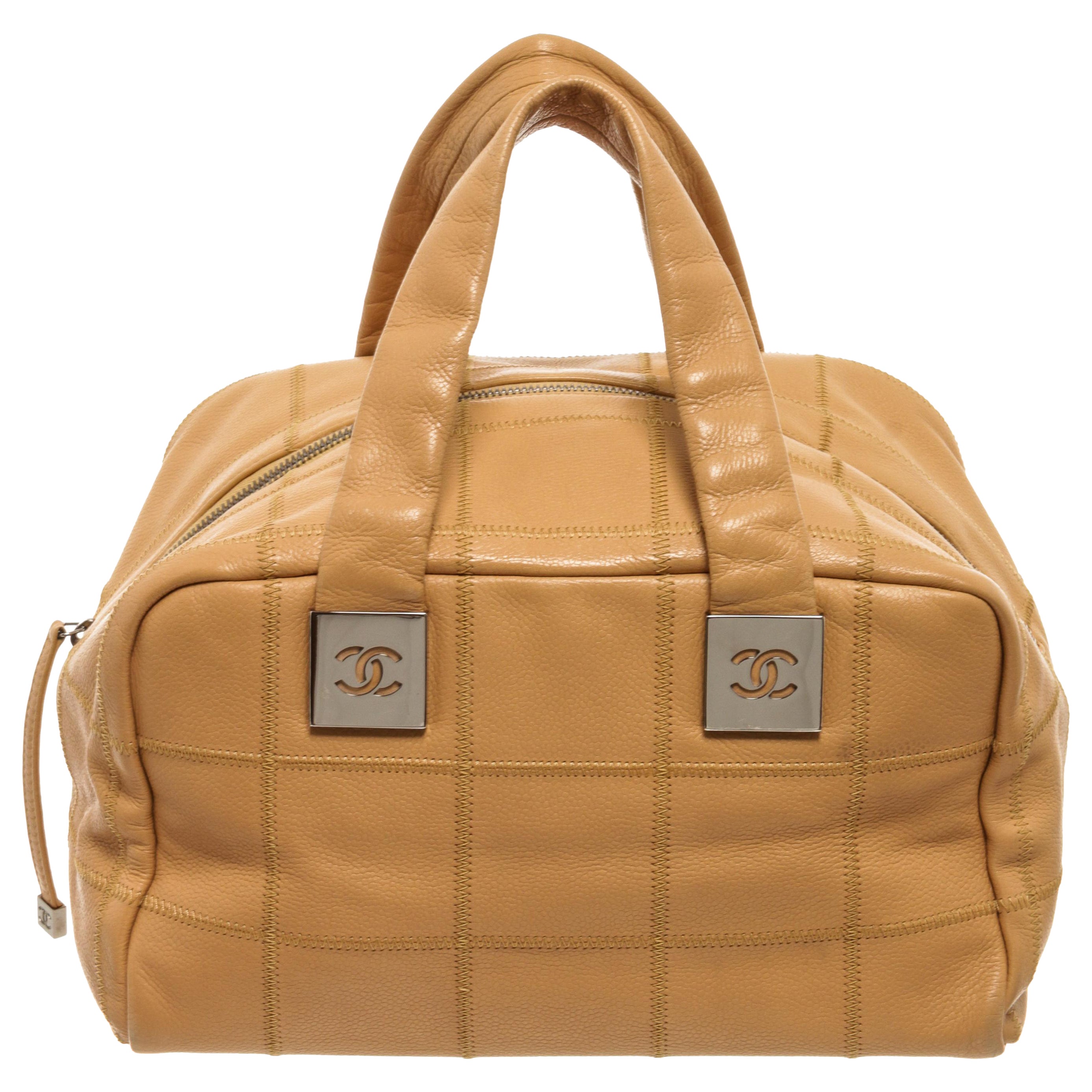 Chanel Beige Caviar Chocolate Bar Boston Bag