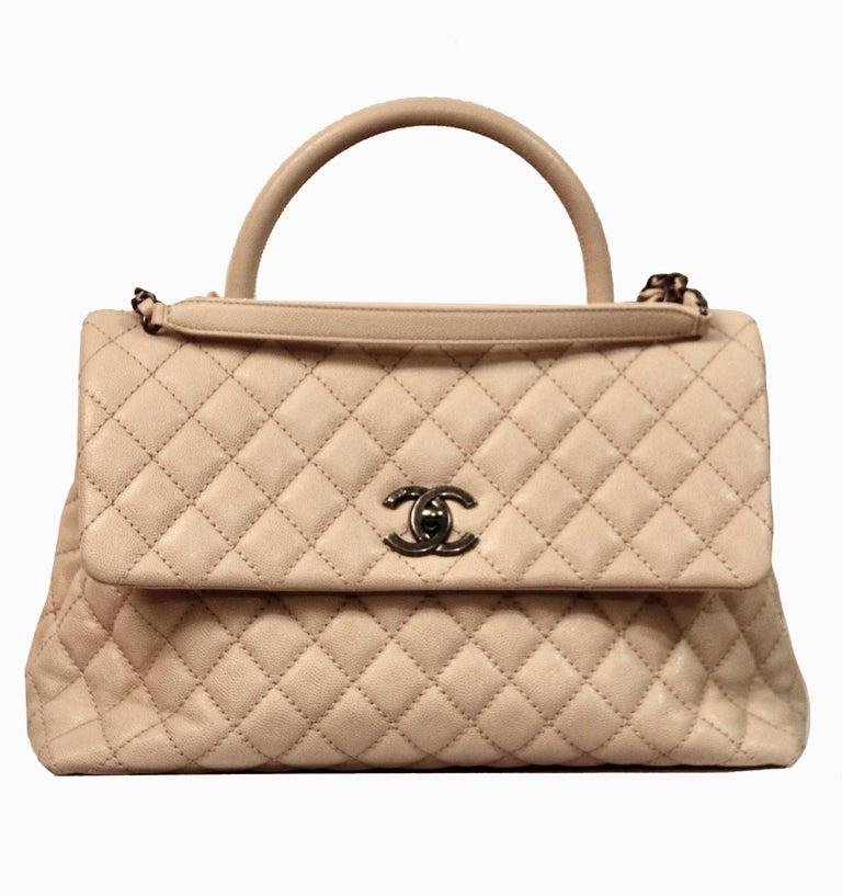 Chanel - Authenticated Coco Handle Handbag - Leather Camel Plain for Women, Never Worn