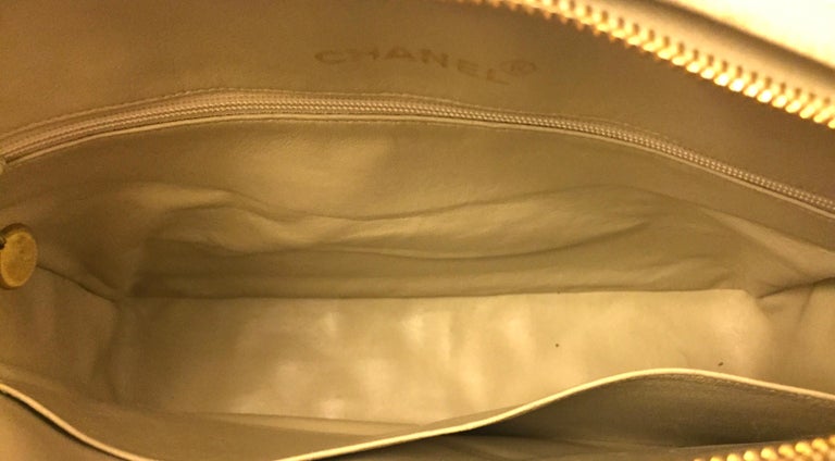 Chanel Beige Caviar Double Chain Handbag For Sale 2