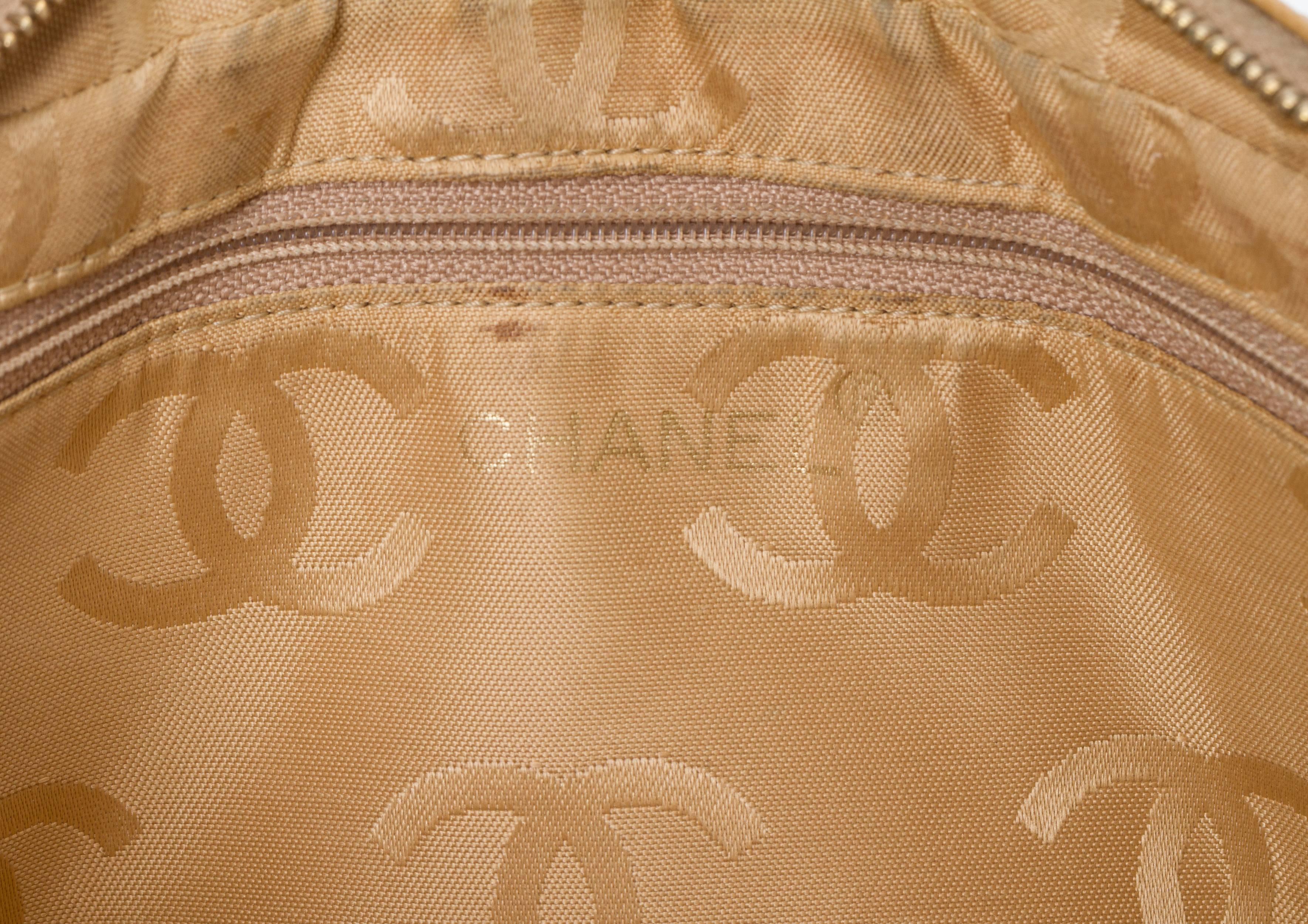 Chanel Beige Caviar Gold Chevron Handbag 5