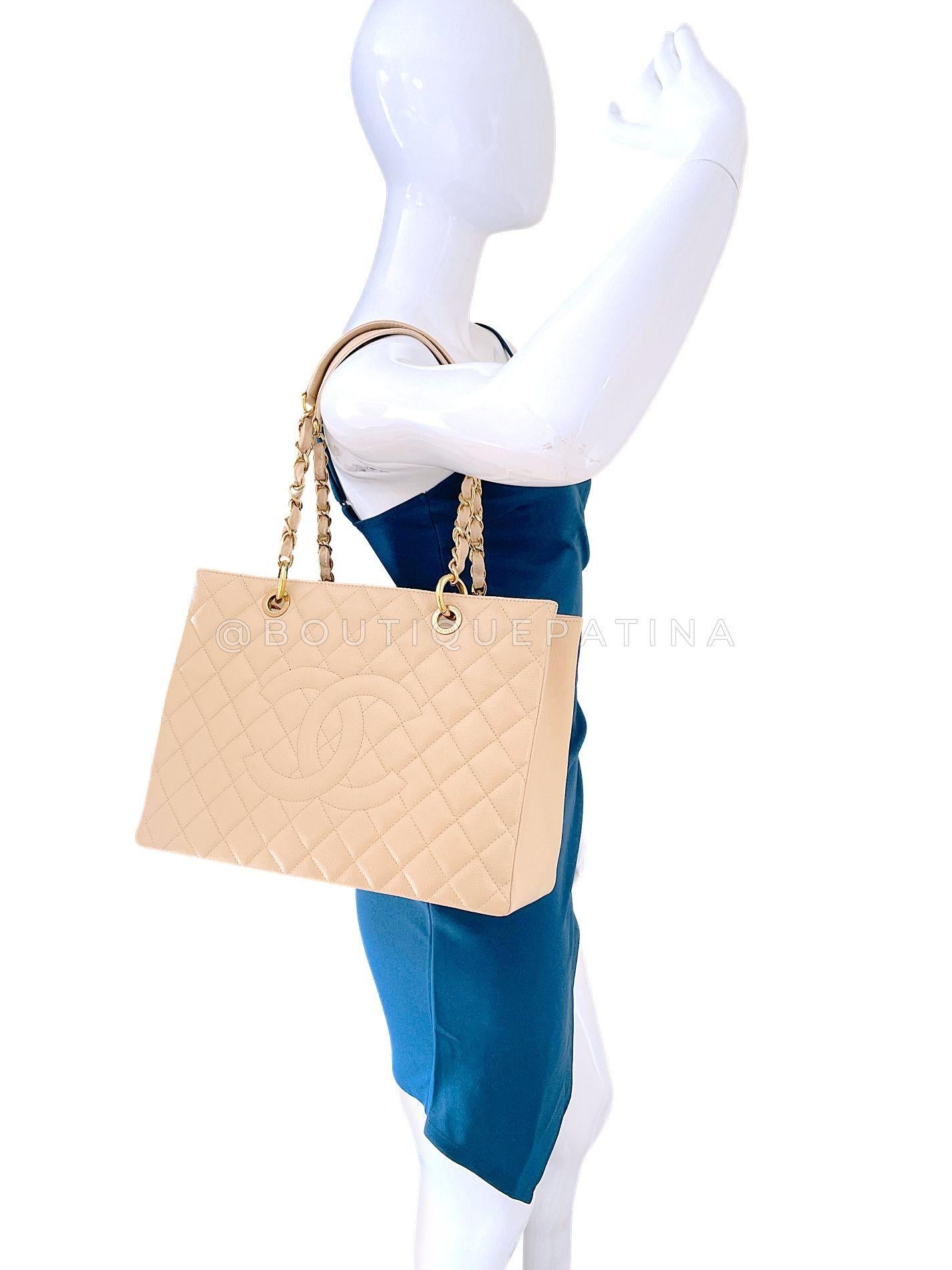 Chanel Beige Caviar Grand Shopper Tote GST Borsa GHW 68738 in vendita 8