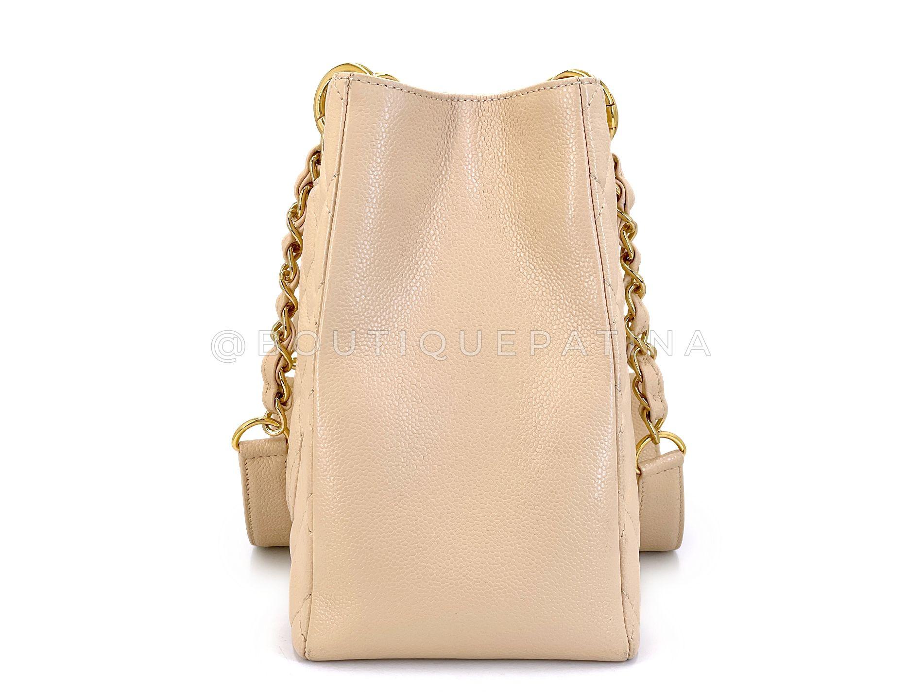 Donna Chanel Beige Caviar Grand Shopper Tote GST Borsa GHW 68738 in vendita