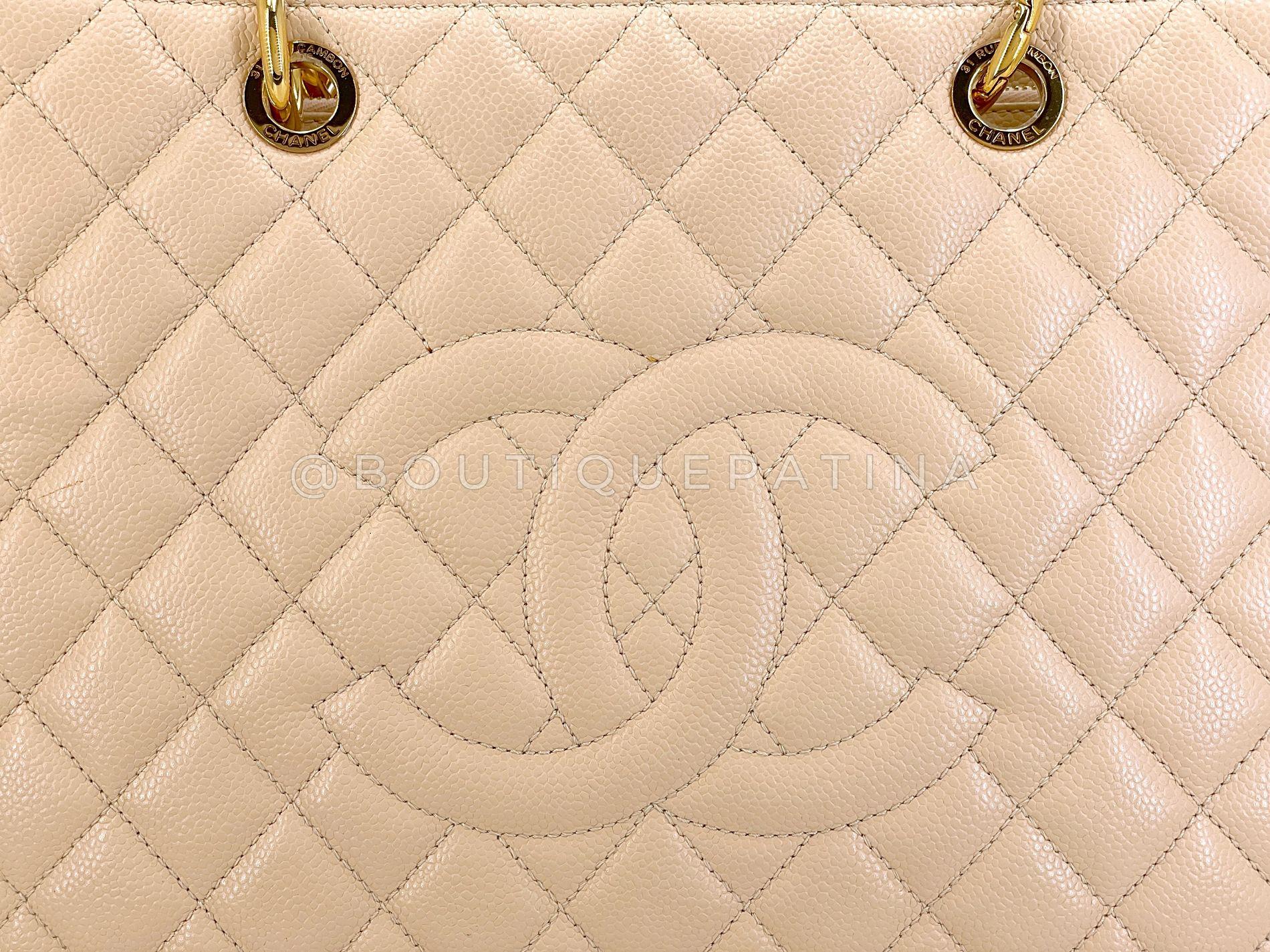 Chanel Beige Caviar Grand Shopper Tote GST Borsa GHW 68738 in vendita 4