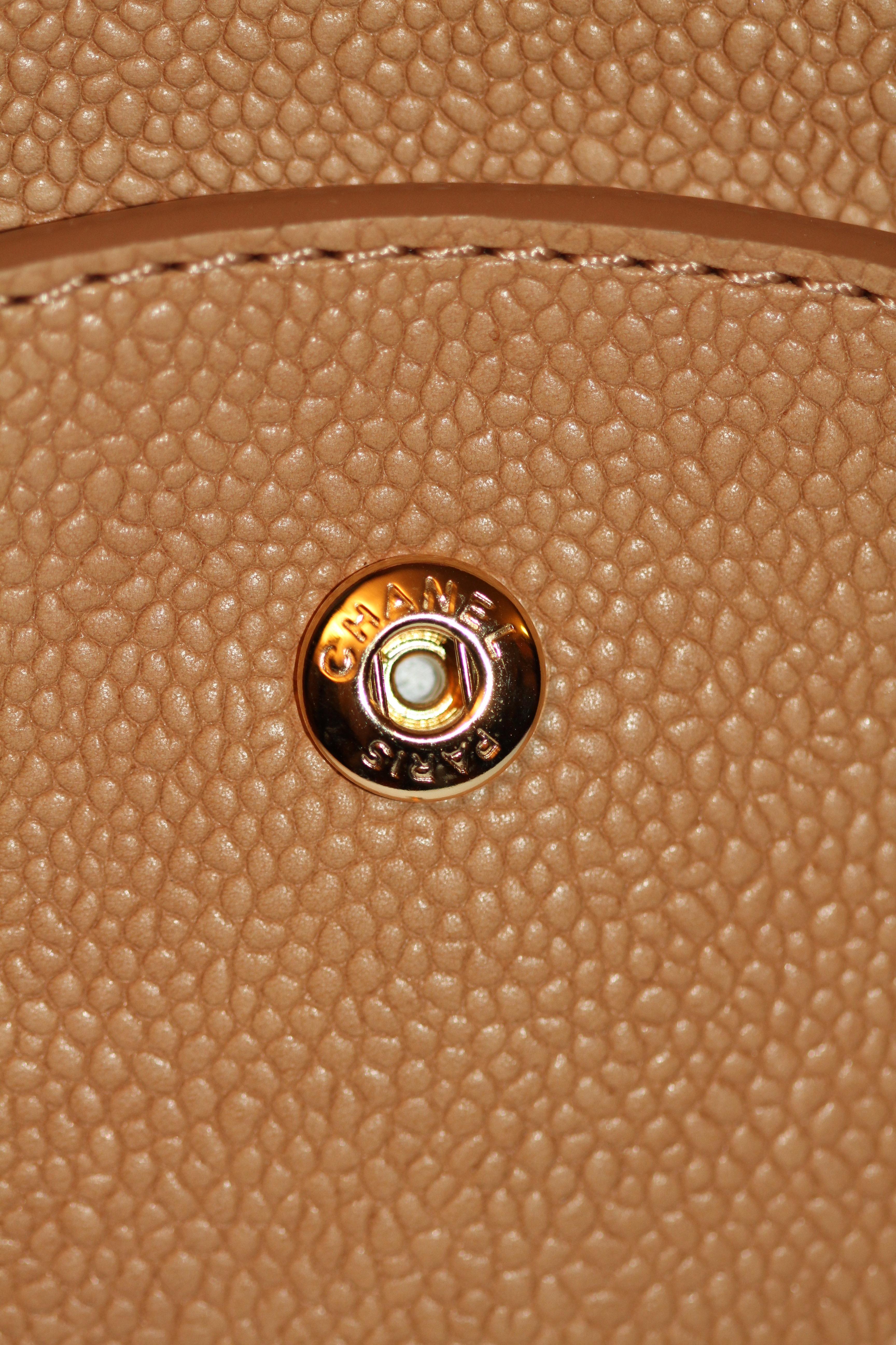 Chanel Beige Caviar Jumbo Classic Double Flap Bag 9