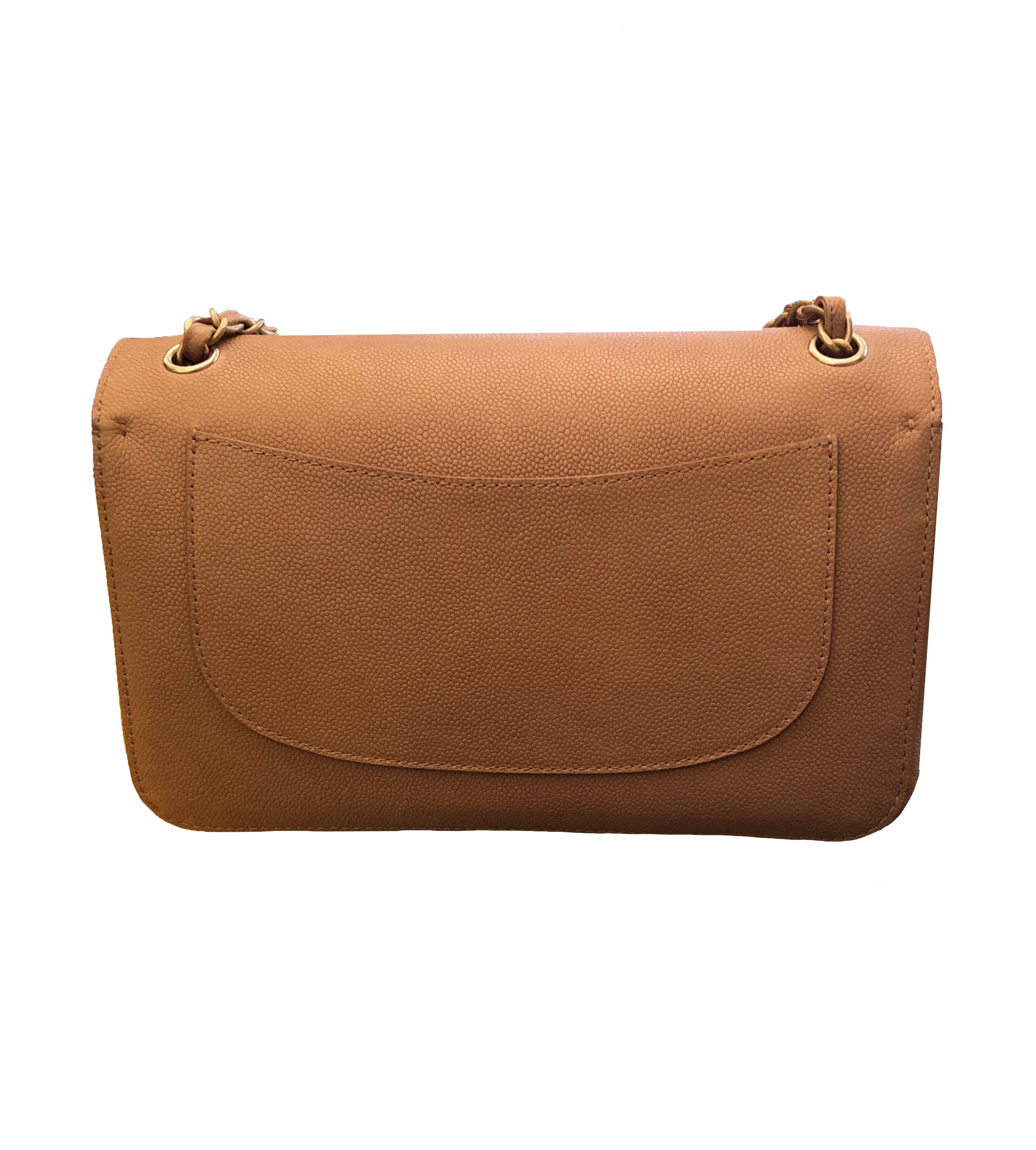 Chanel Beige Caviar Jumbo Classic Double Flap Bag In Excellent Condition In Geneva, CH