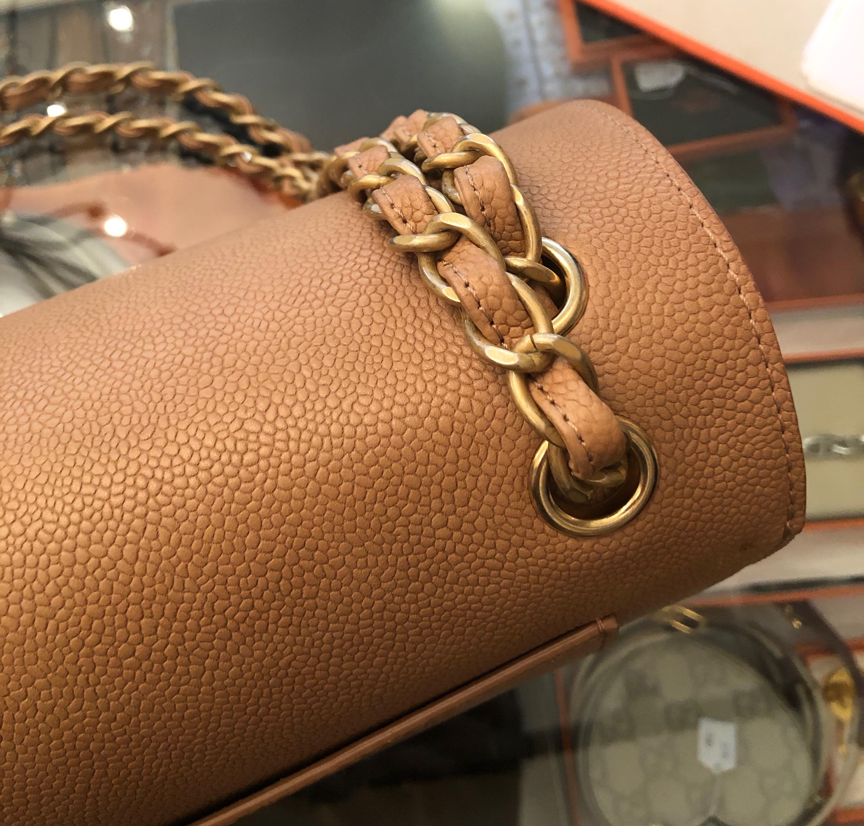 Chanel Beige Caviar Jumbo Classic Double Flap Bag 3