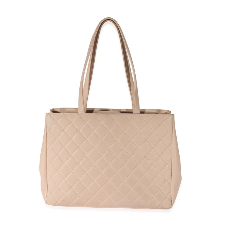 Chanel Beige Caviar Large Business Affinity Tote For Sale at