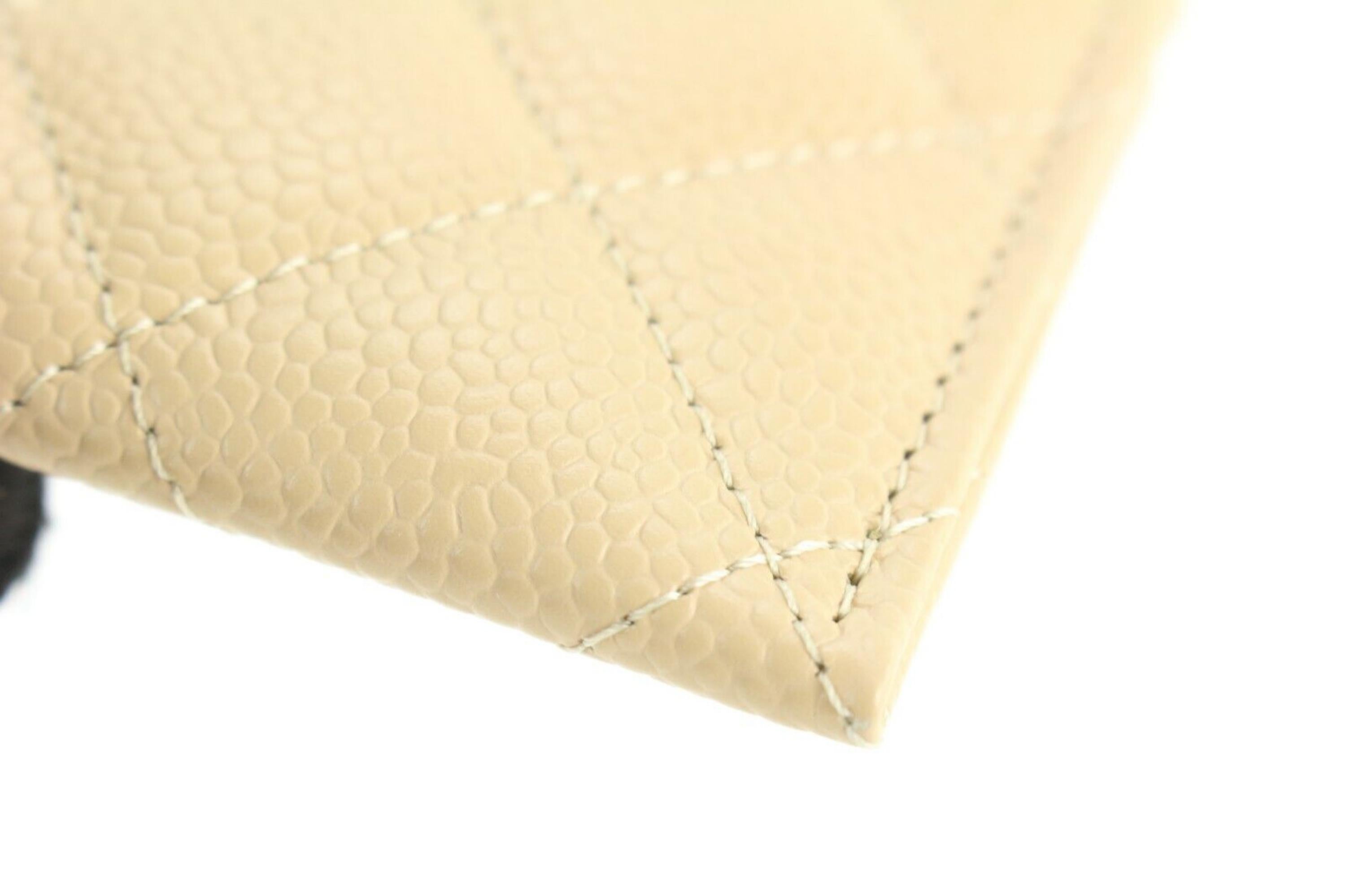 Chanel Beige Caviar Leather Card Holder SHW 1CJ1228 In New Condition For Sale In Dix hills, NY