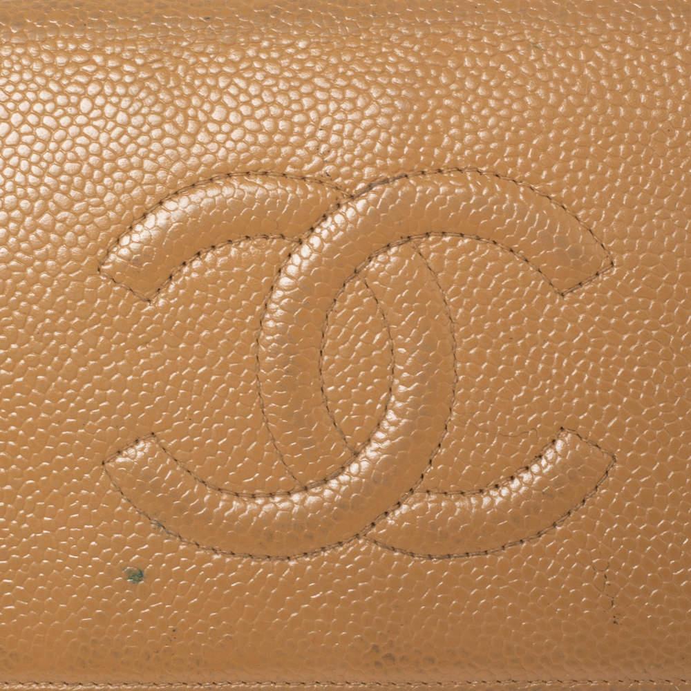 Chanel Beige Kaviar Leder CC Cambon Brieftasche im Angebot 1