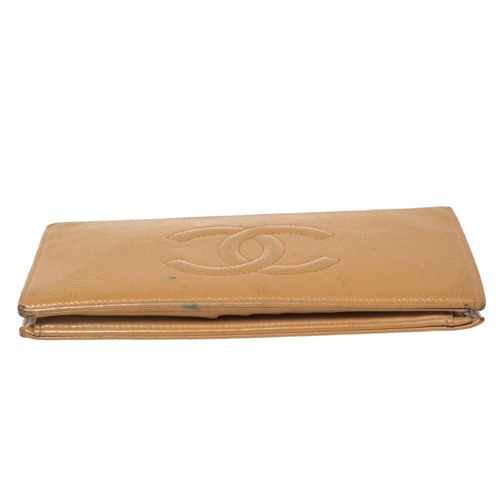 Chanel Beige Kaviar Leder CC Cambon Brieftasche im Angebot 2