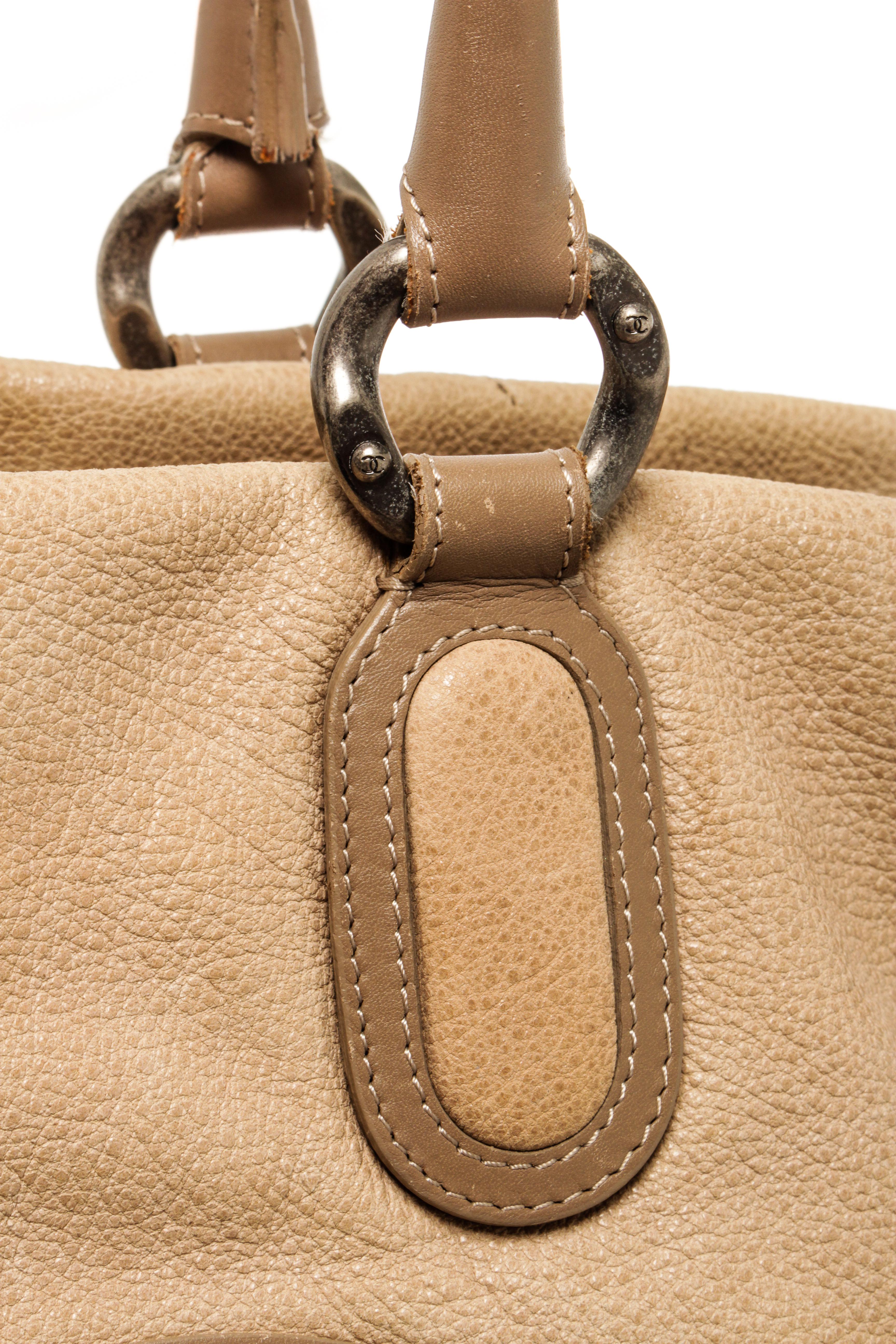 Chanel Beige Caviar Leather CC Cup Tote Bag 1