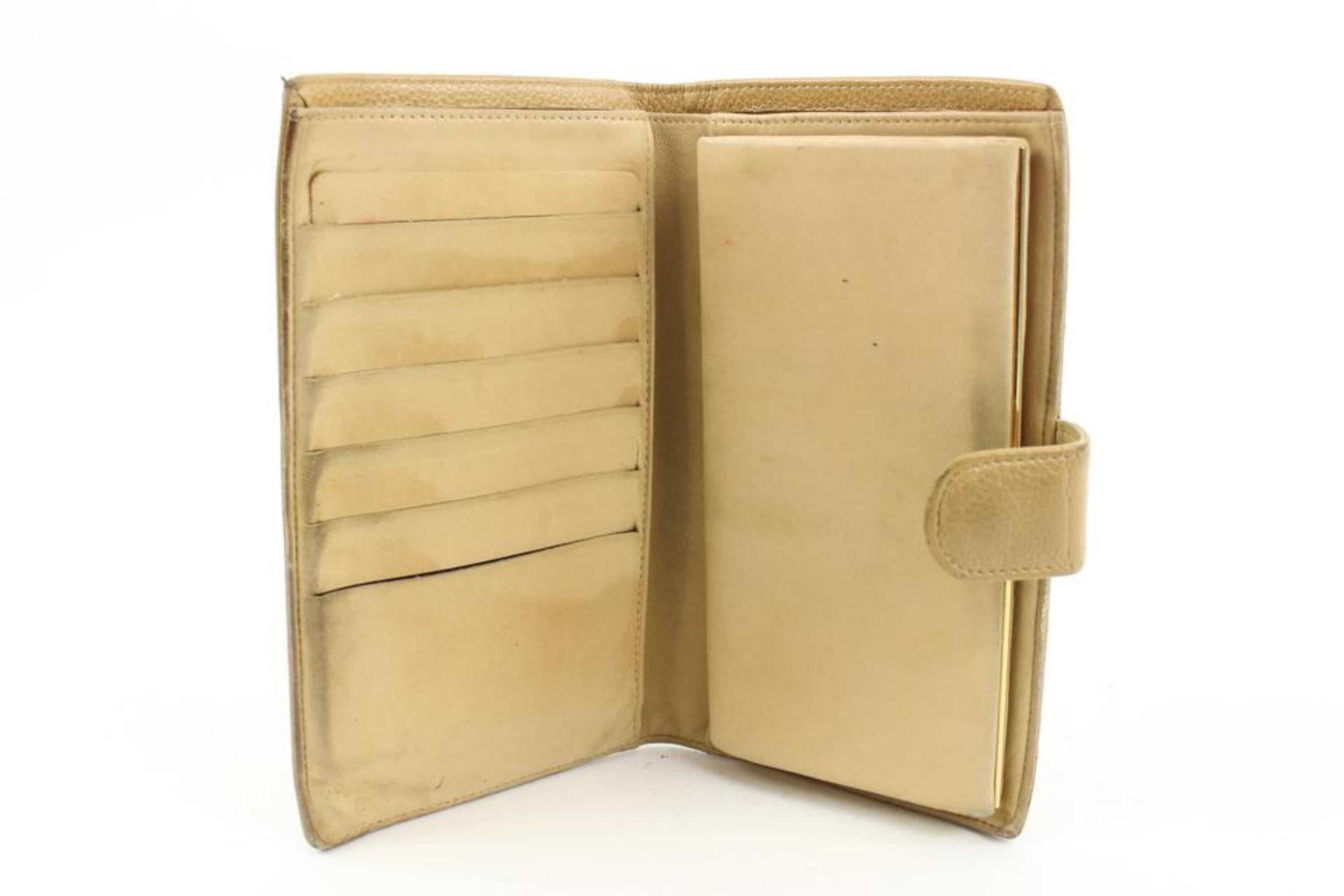 Donna Chanel Beige Caviar Leather CC Logo Long Bifold Flap Wallet 41ck224s in vendita
