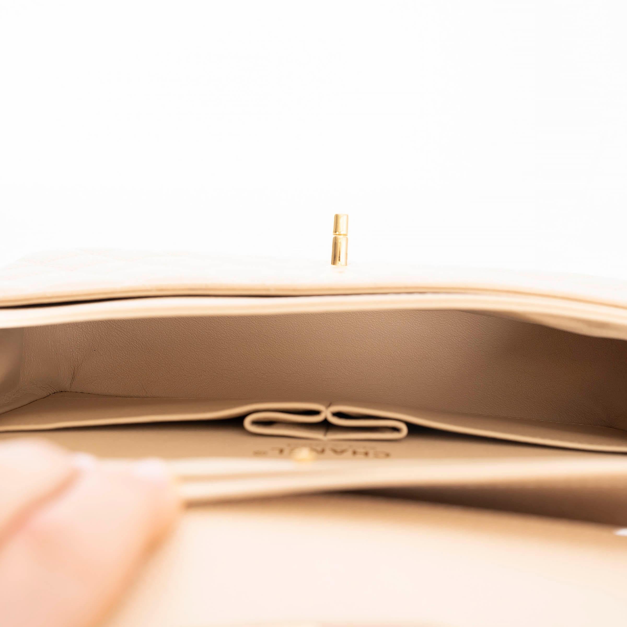 CHANEL beige Caviar leather CLASSIC MEDIUM 11.12 DOUBLE FLAP Bag 1