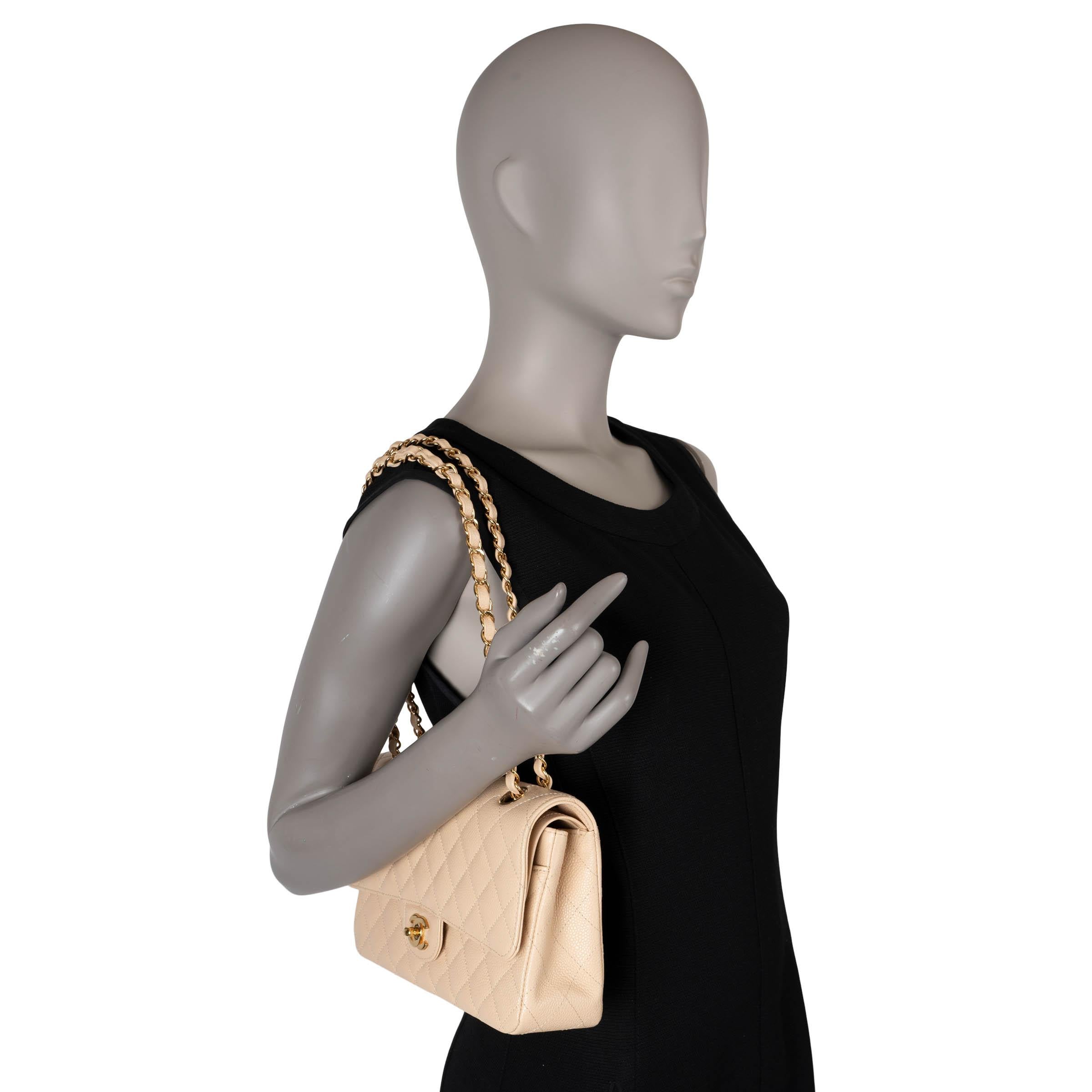 CHANEL beige Caviar leather CLASSIC MEDIUM 11.12 DOUBLE FLAP Bag 5