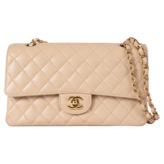 CHANEL beige Caviar leather CLASSIC MEDIUM 11.12 DOUBLE FLAP Bag