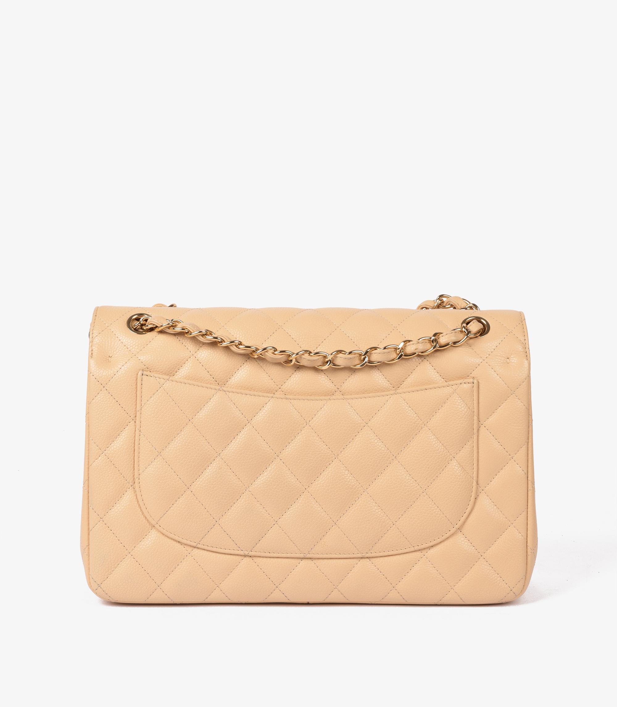Chanel Bolso Jumbo Classic Doble Solapa Piel Caviar Beige en Excelente estado para la venta en Bishop's Stortford, Hertfordshire