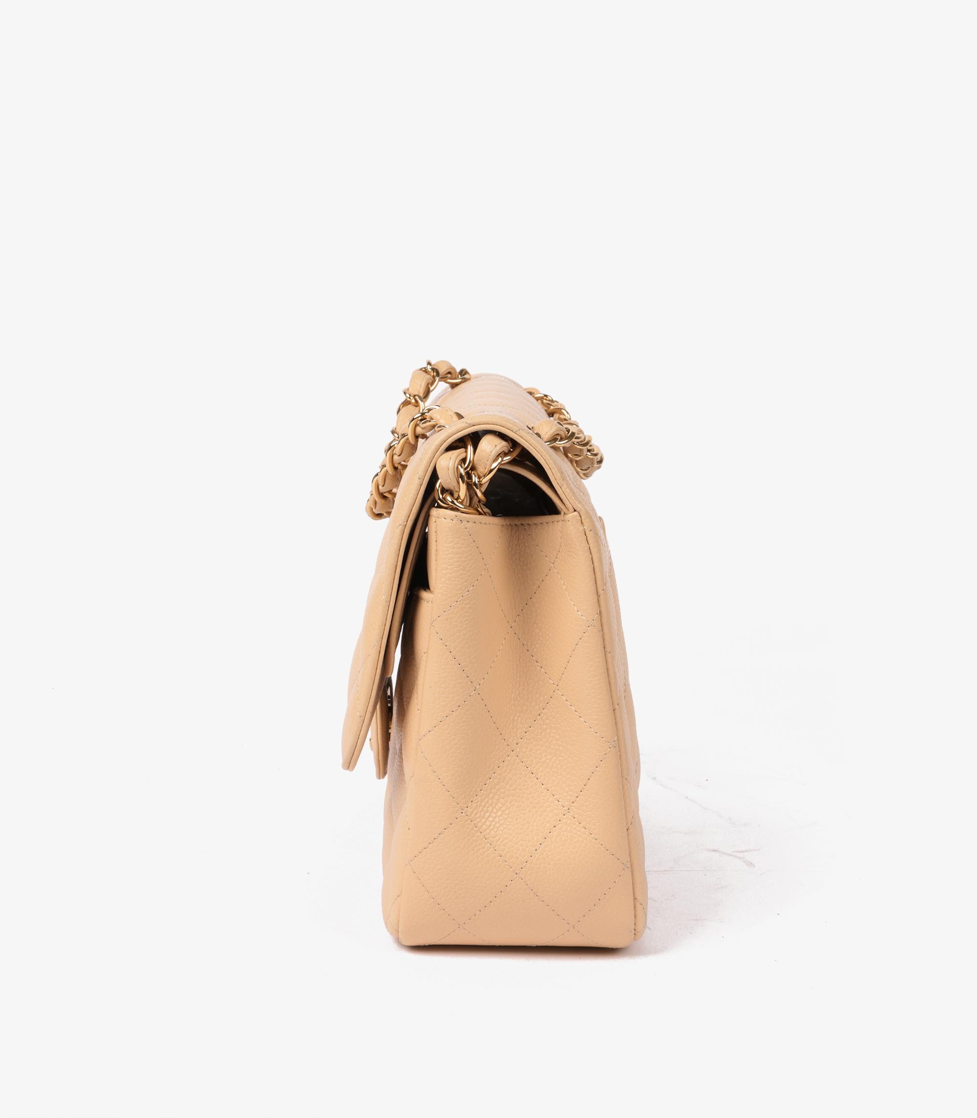 Femenino o masculino Chanel Bolso Jumbo Classic Doble Solapa Piel Caviar Beige en venta