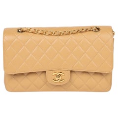 Chanel Beige Caviar Leather Medium Classic Double Flap Bag