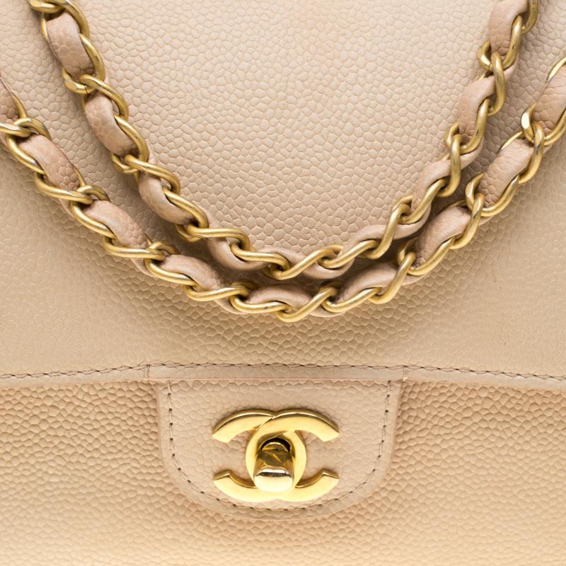 Chanel Beige Caviar Leather Medium Classic Pure Double Flap Bag 7