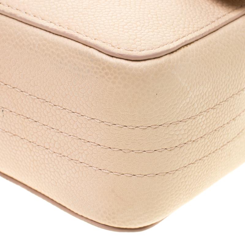 Chanel Beige Caviar Leather Medium Classic Pure Double Flap Bag 5